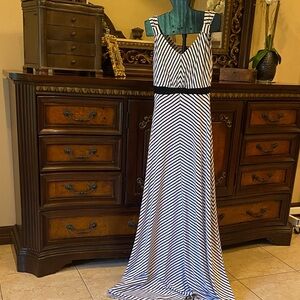 Milano Black and White Chevron Maxi Dress